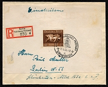 1936 Registered cover franked with Scott B90, with Olympic commemorative cancellation