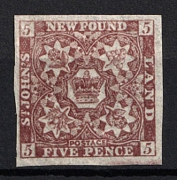 1861-62 5p Newfoundland, Canada (Sc. 19, CV $80)