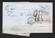 1856 Cover from Moscow to Reims, France (Dobin 3.05 - R4, Dobin 8.03 - R5)