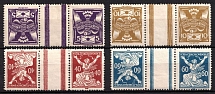 1920-25 Czechoslovakia, Gutter Pairs Tete-beche (Mi. 163 B KZ, 165 B KZ, 173 B KZ, 176 B KZ, CV $70)