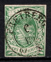 1851-63 3pf Prussia, German States, Germany (Mi. 2 II, Signed, Canceled, CV $160)