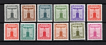 1942 Third Reich, Germany Official Stamps (8pf Horizontal Gum, Full Set, CV $100, MNH/MLH)