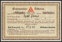 1940 (10 Feb) The Guarantee Certificate Alpina, Third Reich WWII, Bad Kreuznach, Germany