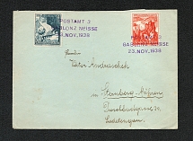 1938 Third Reich, Germany, Cover, JABLONEC NAD NISOU (Gablonz Neisse) Czech