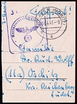 1945 Military Mail, Germany,  Waren (Muritz)