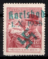 1938 1k Occupation of Karlsbad, Sudetenland, Germany (Mi. 52, Signed, CV $220)