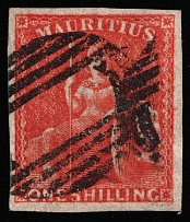 1859-61 1S Mauritius, British Colonies (SG 34, Canceled, CV $110)