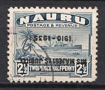 2,5p Nauru, British Colonies (INVERTED Overprint, Print Error, Canceled)