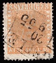 1855 8s Sweden (Mi 4a, Canceled, CV $720)