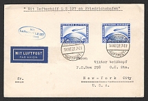 1928 (10 Oct) Germany, Graf Zeppelin airship airmail cover from Friedrichshafen to New York (United States), 1st flight to North America 'Friedrichshafen - Lakehurst'  (Sieger 21 A, CV $120)