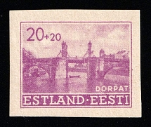 1941 20k+20k German Occupation of Estonia, Germany (Mi. 5 var, without Background, Imperforate, MNH)