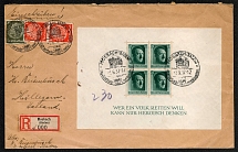 1937 Registered cover to Holland franked with Scott Nos. 420, 426 and B102. Posted in Mosbach (Baden), 7 June
