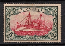 1900 5m Togo, German Colonies, Kaiser’s Yacht, Germany (Mi. 19, Certificate, Signed, CV $180)