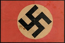 1933-39 Paper swastika two-sided flag such as this were hung from buildings and windows during NSDAP festivities