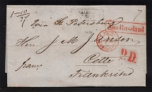 1857 Cover from Raumo via St. Petersburg to Cette, France