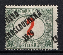 1919 2h Czechoslovakia, Official Stamps (Mi. 151, Shifted Overprint+Perforation, Signed)
