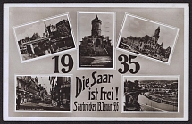 1935 SAAR 'Celebration the Saar Plebiscite', Commemorative Postcard, Third Reich Nazi Germany Propaganda