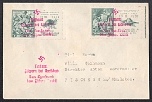 1938 Cover with commemorative undated postmark of FISCHERN (near KARLSBAD) on stamps of the Czechoslovak Legion. Occupation of Sudetenland, Germany