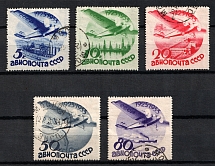 1934 The 10th Anniversary of Soviet Civil Aviation, Soviet Union USSR (with Watermark, Full Set, Canceled)