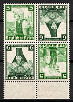 1935 Third Reich, Germany, Tete-beche, Zusammendrucke, Block of Four (Mi. K 25, Margin, CV $30)