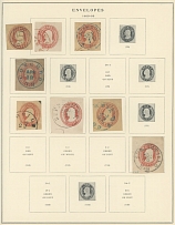 United States - Collections and Large Lots - CUT SQUARE COLLECTION IN SCOTT ALBUM: 1852-1962, 283 unused or used cut squares and 2 entires, representing items for postage, air post and officials, starting with early 3c in red, …