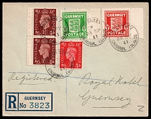 1941 (25 Sep) Guernsey, German Occupation, Registered Cover (Mi. 1 d, 2 a, CV $70)