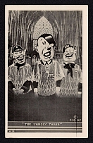 'The Unholy Three', United States, WWII Anti-Axis Propaganda, Hitler Mussolini Caricatures, Postcard, Mint