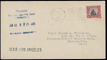 Worldwide Air Post Stamps and Postal History - United States - Zeppelin Flights - 1925 (June 6), Airship (Z.R.3) Los Angeles Flight Lakehurst to Minneapolis, cover franked by Norse- American 2c red and black, tied by appropriate …