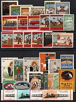 Trains, Transport, Canada, Germany, Europe, Stock of Cinderellas, Non-Postal Stamps and Labels, Advertising, Charity, Propaganda (#196B)
