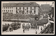 1938 'Members of the NSKK Marching Through Nuremberg', Nuremberg Rally, Nazi Germany, Third Reich Propaganda, Postcard, Mint