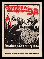 1934 'Day of Honor of the Saxony SA', Swastika, Dresden, Third Reich Propaganda, Mini Poster, Nazi Germany