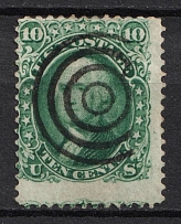 1861 10c Washington, United States, USA (Scott 68, Green, SHIFTED Perforation, Used, CV $55)