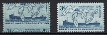 1955 3c USA, Soo Locks Issue (Sc. 1069, SHIFTED Perforation, Print Error, Full Set, MNH)