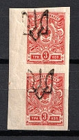 Podolia Type 1 - 3 Kop, Ukraine Tridents (SHIFTED Overprint, Print Error, Pair, MNH)