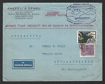 1933 (7 Jul) Brazil, Graf Zeppelin airship airmail cover from Rio de Janeiro - Skelmanthorpe, Flight to South America 'Rio de Janeiro - Friedrichshafen' (Sieger 220 A)