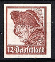 1933 12pf Frederick II, In Support of the Dr Eckerlin’s Rotary Printing Press (Brown PROOF IMPERF)
