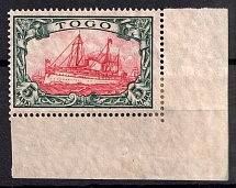 1909-19 5m Togo, German Colonies, Kaiser’s Yacht, Germany (Mi. 23, Corner Margins)