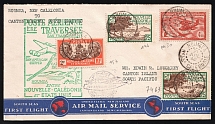 1940 New Caledonia, French Colonies, First Flight to the USA, Airmail cover, Noumea - Canton Island - New Jersy