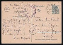 1947 (16 Aug) Germany, Internment and Labor Camp, DP Camp, Displaced Persons Camp, Censorship Postcard from Moosburg to Augsburg (Mi. 947)