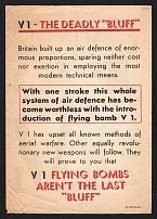 'VI-The Deadly 'Bluff'', WWII Germany, Anti-British Propaganda, Leaflet