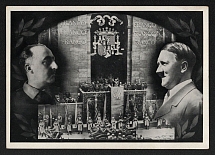 1939 'Adolf Hitler and Franco', Propaganda Postcard, Third Reich Nazi Germany