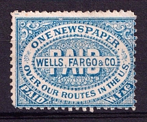1883-88 Wells, Fargo & Co., United States Locals & Carriers (Sc. #143LP9, Genuine)