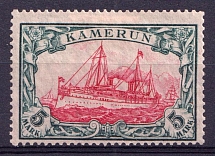 1905-1919 5M Cameroon, German Colonies, Kaiser’s Yacht, Germany (Mi. 25 II B, CV $50)