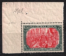 1915-19 5m German Empire, Germany (Mi. 97 B II, Corner Margin, Signed, MNH)