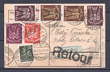 1923 Germany airmail postcard Berlin - Leipzig with returned postmark CV 230 EUR