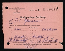 1938 Berlin, Numbered Receipt Donation From 'WHW', Swastika, Nazi Germany
