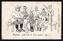 1914-18 'Peter let's have some fun' WWI European Caricature Propaganda Postcard, Europe