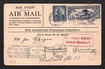 1928 (11 May) United States, Airmail Registered cover from Milwaukee to Munich (Germany) via New York, Special flight Milwaukee - Chicago with red airmail handstamp