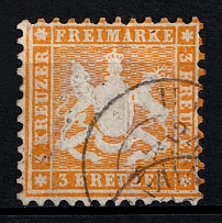 1862 3k Wurttemberg, German States, Germany (Mi. 22, Sc. 31, Canceled, CV $80)