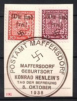 1938 Occupation of Reichenberg - Maffersdorf Sudetenland, Germany (Mi. 13 A, 15, Signed, MAFFERSDORF Postmark, CV $40)
